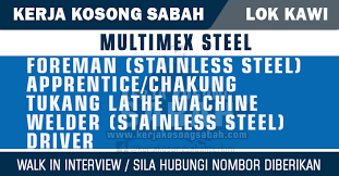 Isi kekosongan kerja kosong kerajaan tanpa kabel di sini sekarang. Kerja Kosong Sabah Disember 2017 Multimex Steel Lok Kawi Jawatan Kosong Terkini Negeri Sabah