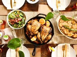 Check out our favorite main course recipes and dinner party ideas, including grilled pork chops, easy chicken, seared scallops—plus vegetarian come by for dinner in the backyard! A 5 Dish French Feast Food Com Dinner Recipes Roasted Garlic Chicken