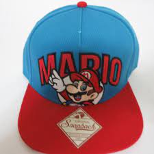 Super Mario Nintendo Blue Hat Cap Snapback Red Bill Bioworld Hat Super Mario Nintendo Comic Costume Mario Nintendo
