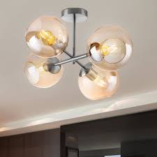 Many ceiling pendants are also designed to give a downward light, which is very suitable for food and coffee tables. Ceiling Lamp Ball Glass Living Room Lamp Design Ceiling Lamp Glass 4 Flames Metal Nickel Matt Amber 4x E27 Lxwxh 64 X 18 X 48 Cm Etc Shop Lamps Furniture Technology