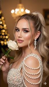 create a captivating and elegant portrait of a young woman, captured...