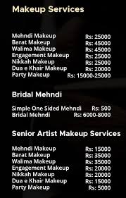 Beauty Salon Rate List By Moshaz Beauty Salon Bridal Makeup Prices Makeup Prices Party Makeup