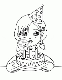 Girl Blowing The Candles On The Birthday Cake Coloring Page For Kids Holiday Coloring Pag Birthday Coloring Pages Happy Birthday Coloring Pages Coloring Pages