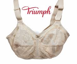 Lovely Triumph Doreen Non Wired Caramel Nylon Elastane And Floral Lace Detail Full Cup Back Fastening Firm Control 90s Bra 4578