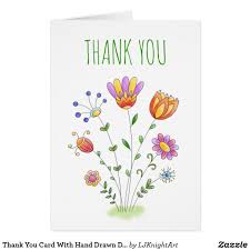Birthday Card Drawing Ideas Flowers Thank You Card With Hand Drawn Doodle Flowers Zazzle Com Flower Doodles Flower Drawing Birthday Card Drawing