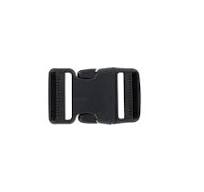1 1/2" Black, Dual Adjustable Side Squeeze Buckle, Plastic