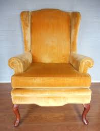 Gold Velvet Wing Back Arm Chair Armchair Chair Gold Velvet