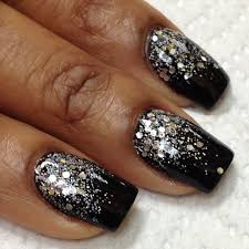 Black And Glitter Nails Black Nails With Silver Glitter Near Cuticles Black Nails With Glitter Black Nail Designs Silver Nails