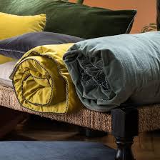 Housse D Edredon En Velours De Coton Delhi Absinthe Harmony Edredon Coussin Caravane Velours