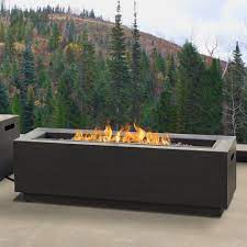 Rectangle fiber concrete propane fire pit table in gray ledgestone with ng conversion kit: Real Flame 15 H X 48 W Steel Outdoor Fire Pit Reviews Wayfair
