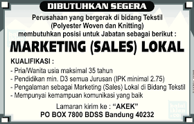 Contoh Iklan Lowongan Kerja Pengumuman Penerimaan Karyawan Baru Periklanan Pendidikan Marketing