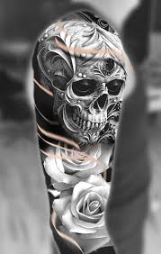 Skull And Roses Shoulder Tattoo Design Skull Sleeve Tattoos Skull Rose Tattoos Shoulder Tattoo
