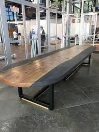 Oval Conference Concrete And Wood Slab Table Etsy Wood Slab Table Wood Slab Slab Table