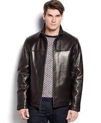 Cole Haan Signature Stand Collar Leather Jacket Coats Jackets Men Macy S Leather Jacket Leather Jacket Men Collar Leather Jacket