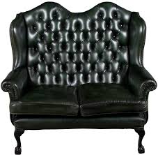 Tall Back Leather Love Seat Love Seat Green Leather Sofa Two Seater Leather Sofa