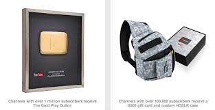 Youtube Partners Reward Program 1 Million Subscribers Receives The Gold Play Button And 100 000 Subscribes Receives A Gold Play Button Play Button Gift Card