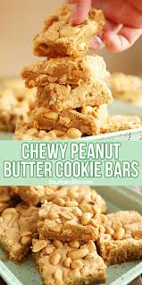 This Recipe For Chewy Peanut Butter Cookie Bars Is The Perfect Sweet Salty Chewy Peanut Butter Cookie But In Quick And Easy Cookie Bar Form In 2020