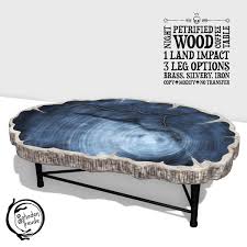 Petrified wood slab table with steel base. Second Life Marketplace Schadenfreude Night Petrified Wood Coffee Table