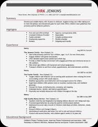 resume cv: how to have nanny resume