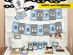 Cops and robbers themed party decorations. The Market Cops And Robbers Collection Piggy Bank Parties