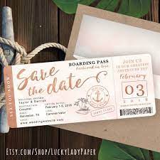 Destination Wedding Boarding Pass Save The Date Invitation In Etsy Save The Date Invitations Cruise Wedding Rose Gold Invitations