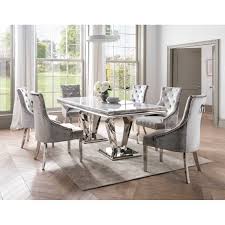 Dining room tables selection see all dining room tables. Arturo Grey Marble Polished Chrome Stainless Steel Metal 160cm Large Kitchen Dining Room Table 4 Seater