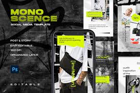Find & download free graphic resources for instagram mockup. Monoscence Instagram Stories Post Template In Social Media Templates On Yellow Images Creative Store