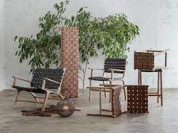 Tan leather bar stools australia. Maland Woven Leather Bar Stool Tan Leather Hide Living By Design