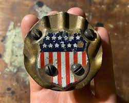 Vintage Radiator Cap Cover Topper Flag Holder Shield U S A Etsy Flag Holder Radiator Cap American Flag Shield