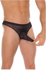 String transparent pour homme avec tronc de pénis - noir | bol