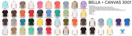 Bella Canvas 3001 Color Chart And High Res Images