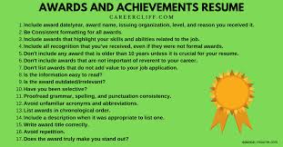 All items listed are scholarships for students that attend youngstown state university: Awards And Achievements In Resume Sample Steps Checklist Career Cliff