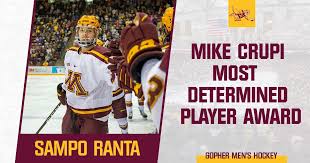 Hän on pelipaikaltaan vasen laitahyökkääjä. Minnesota Men S Hockey Auf Twitter The 2019 20 Mike Crupi Most Determined Player Award Will Be Shared By Sampo Ranta And Ryan Johnson Congrats To Both Gophers Full Awards Rundown Https T Co Blrq9u3zhv Prideonice X