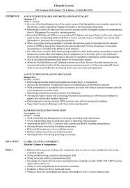Reconciliation Specialist Resume Samples Velvet Jobs
