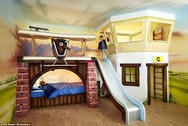 This loft bed plan is designed to use the wall as part of the frame. Twin Bunk Bed And Slide Fanpageanalytics Home Design From Bunk Bed With Slide It S Fun Pictures
