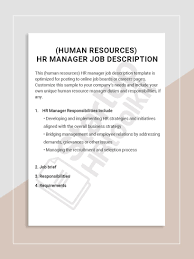 Hr Manager Job Description Job Description Template Job Description Job Board