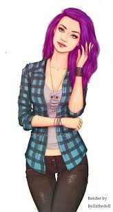 Purple Haired Girl Render Girl Drawing Art Character Inspiration