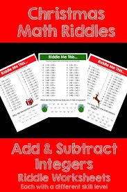 Make Adding And Subtracting Integers Fun This Christmas This Activity Is Full Of Computation Practice The Students Also Have Math Riddles Math Integers Math