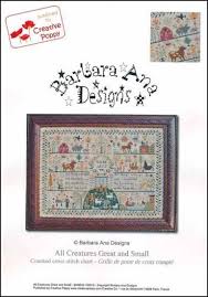 Hearts & flowers towel band cross stitch pattern. Barbara Ana Designs All Creatures Great And Small Cross Stitch Pattern 123stitch