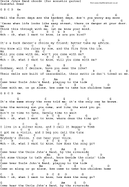 Song Lyrics With Guitar Chords For Uncle John S Band Guitar Tabs Songs Guitar Chords Guitar Lessons Songs