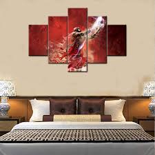 Art bedroom wall design ideas with paint. Amazon Com Tumovo Canvas Painting Nba Wall Art Home Decor For Living Room Prints 5 Pieces Basketball Legend Performing Power Slum Dunk Poster Pictures Stretched And Framed Ready To Hang 60 Wx40 H Everything