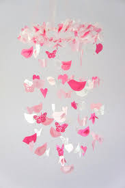 Birds Hearts Butterflies Mobile Sweet Baby Girl Pink Nursery Decor Mobile Pink Nursery Decor Heart Nursery Pink Nursery