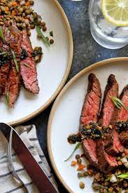 Skirt Steak With Lentil Salad Recipe Recipe Lentil Salad Recipes Skirt Steak Recipes