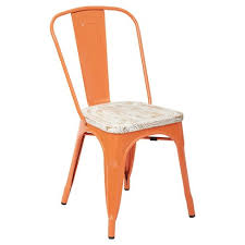 Product title dhp fusion metal dining chair with wood seat, set of two, antique gunmetal average rating: 4pk Bristow Orange Frame Metal Chair With Vintage Wood Seat Pine White Osp Home Furnishings Target