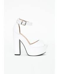 Shop our exclusive white heels. Missguided Alana Platform Block Heels In White 62 Missguided Lookastic