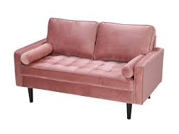 Ville singole e a schiera. Divano 2 Posti In Velluto Rosa Piedi Legno Capitonne Fleuet