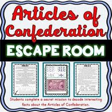 Articles Of Confederation Escape Room First Constitution Shays Rebellion Social Studies Classroom Social Studies Lesson Plans Social Studies Activities