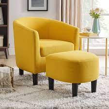 Latitude Run Adisen Cloud Barrel Chair And Ottoman Reviews Wayfair Furniture Blue And Yellow Living Room Chair And Ottoman