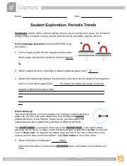 Respond to the questions and prompts in the orange boxes. Periodic Trends Gizmo Questions Docx Name Date Student Exploration Periodic Trends Vocabulary Atomic Radius Electron Affinity Electron Cloud Energy Course Hero