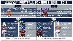 Produced by graphic artists jay parker and dan bynum, the schedule is a classic style and, we think, worthy of a place on your refrigerator, filing cabinet or man. Sun Belt Conference Announces League Football Schedules For 2018 2019 Georgia Southern University Athletics